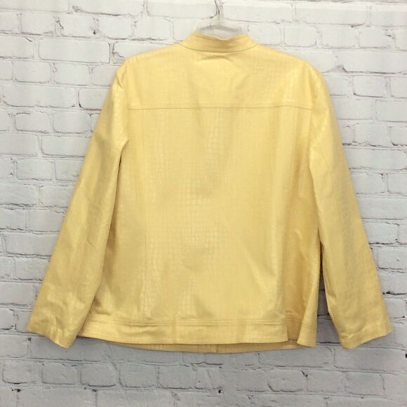 Chico’s Jacket Women's Size 3 (US L) Golden Gleam Yellow Full Zip Becker Raffia - Picture 11 of 12